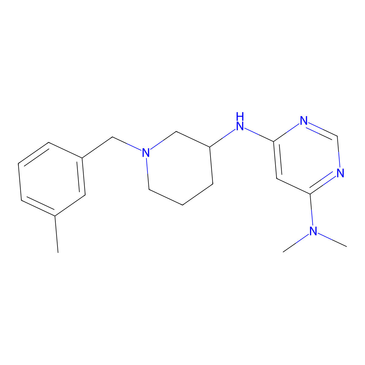 N4,N4-dimethyl-N6-{1-[(3-methylphenyl)methyl]piperidin-3-yl}pyrimidine-4,6-diamine molecular structure, CAS 3030821-33-8