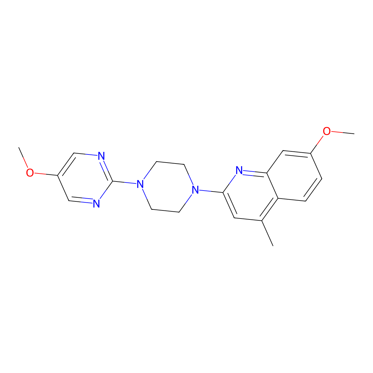 7-Methoxy-2-[4-(5-methoxypyrimidin-2-yl)piperazin-1-yl]-4-methylquinoline molecular structure, CAS 3030821-38-3