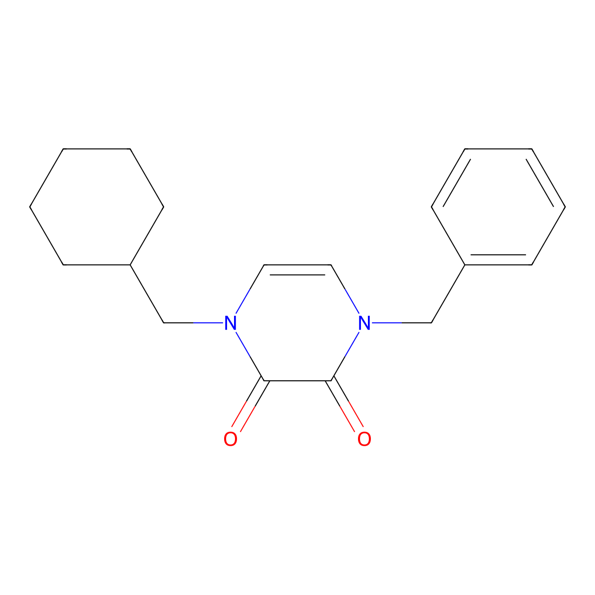 1-Benzyl-4-(cyclohexylmethyl)-1,2,3,4-tetrahydropyrazine-2,3-dione molecular structure, CAS 3030821-42-9