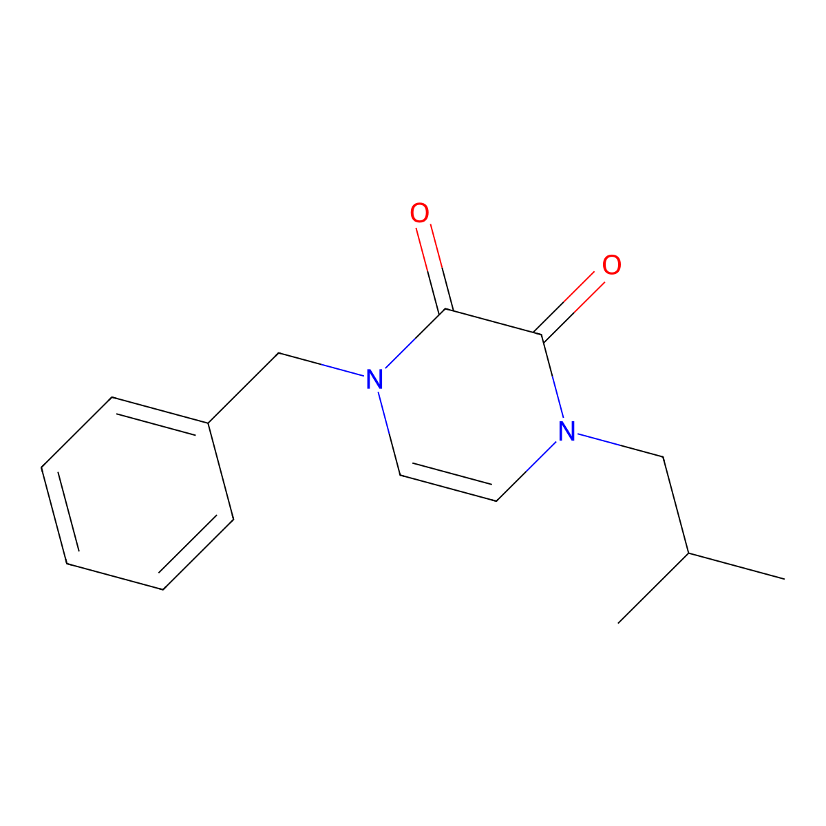 1-Benzyl-4-(2-methylpropyl)-1,2,3,4-tetrahydropyrazine-2,3-dione molecular structure, CAS 3030821-45-2