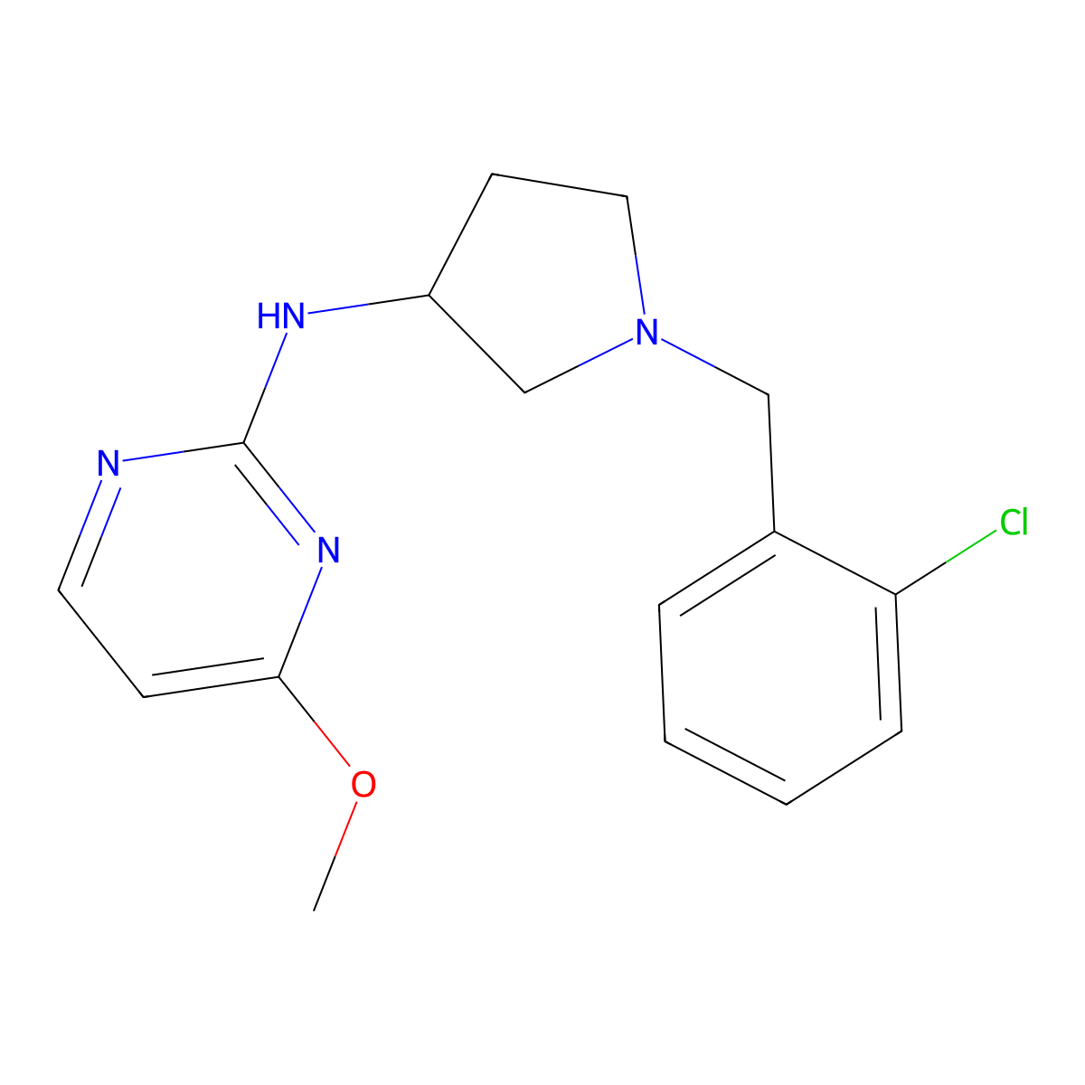 N-{1-[(2-chlorophenyl)methyl]pyrrolidin-3-yl}-4-methoxypyrimidin-2-amine molecular structure, CAS 3030821-50-9