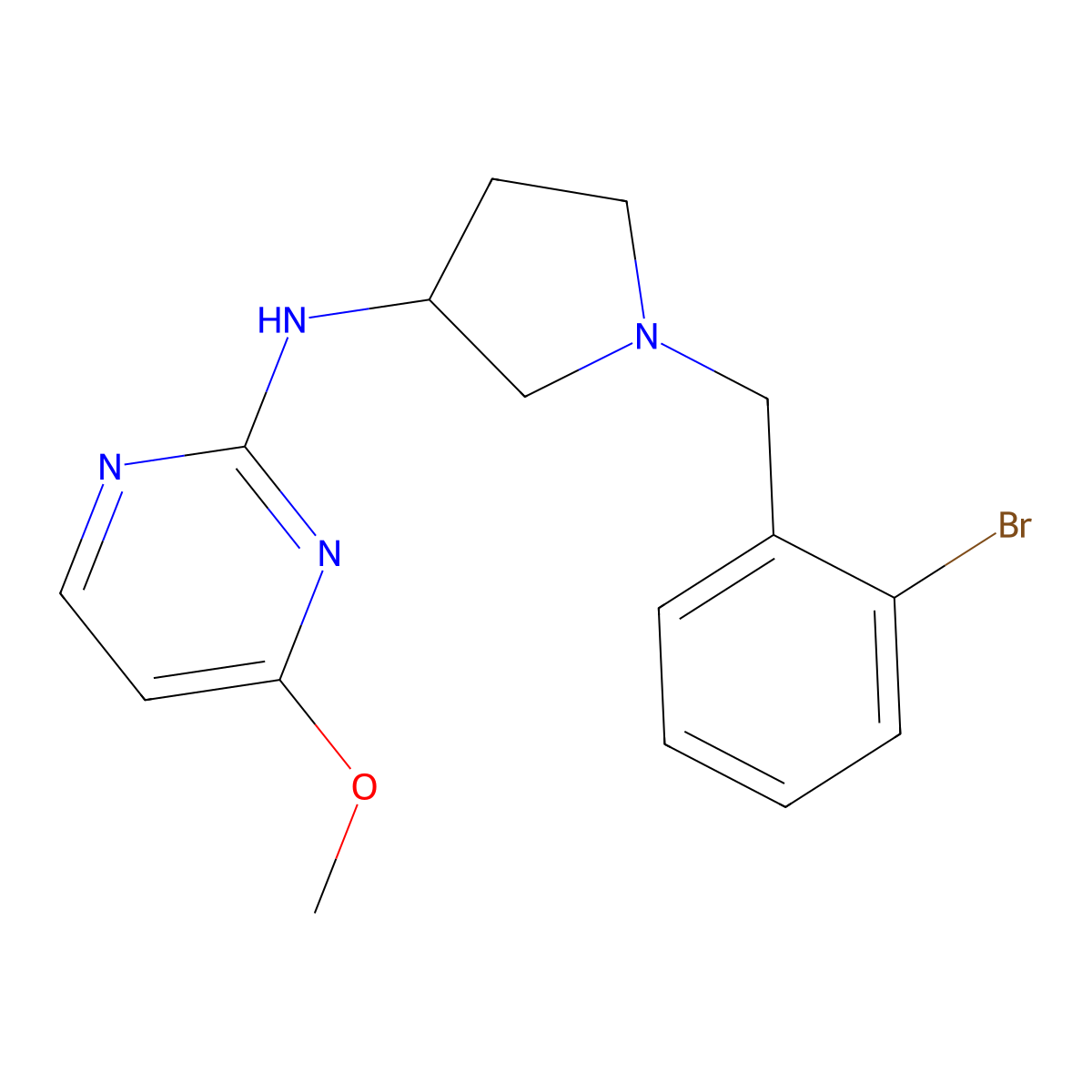 N-{1-[(2-bromophenyl)methyl]pyrrolidin-3-yl}-4-methoxypyrimidin-2-amine molecular structure, CAS 3030821-57-6