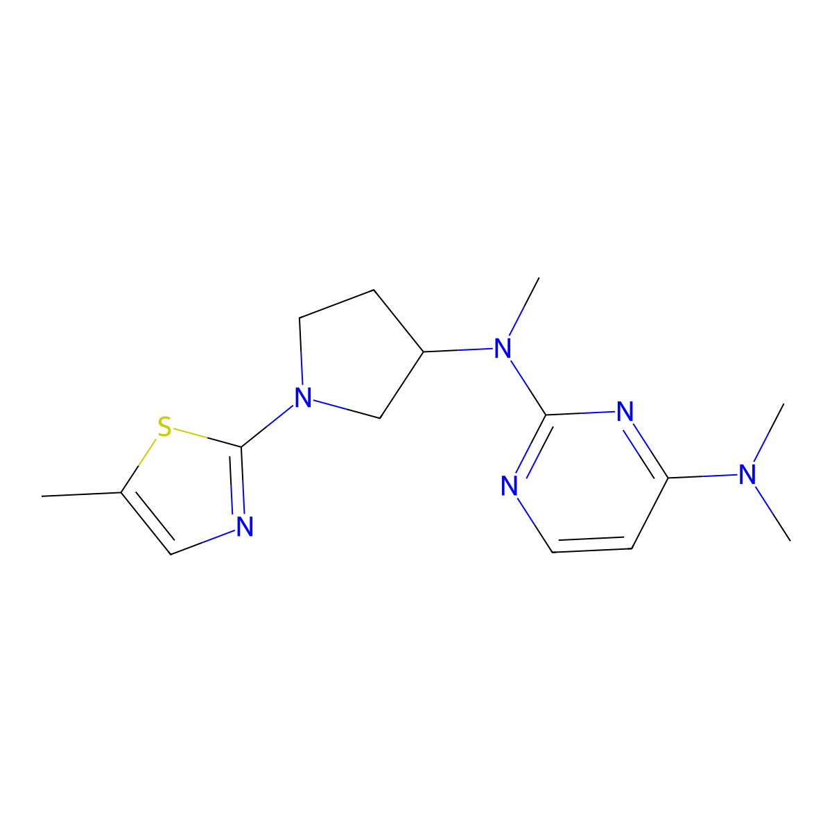 N2,N4,N4-trimethyl-N2-[1-(5-methyl-1,3-thiazol-2-yl)pyrrolidin-3-yl]pyrimidine-2,4-diamine molecular structure, CAS 3030821-62-3