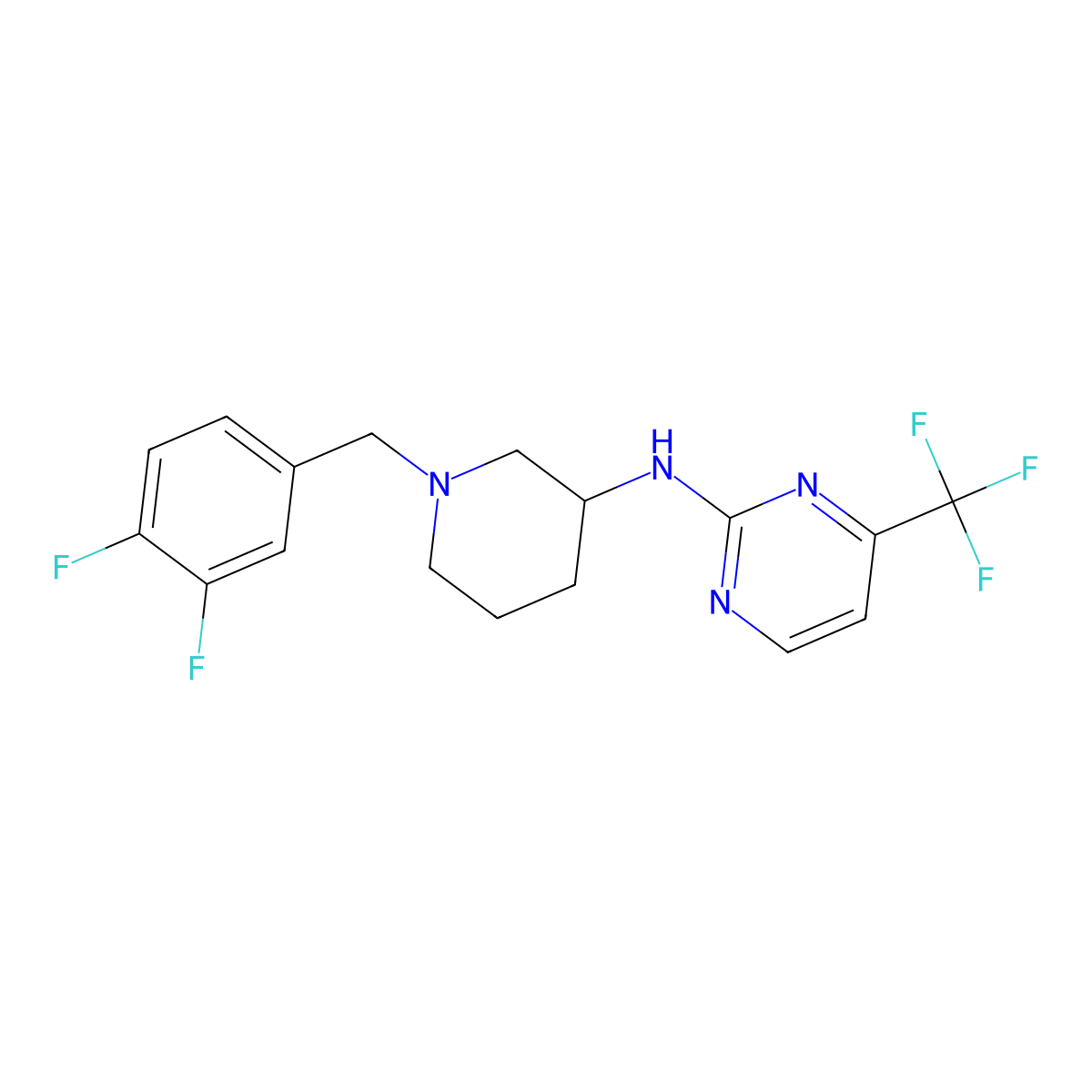 N-{1-[(3,4-difluorophenyl)methyl]piperidin-3-yl}-4-(trifluoromethyl)pyrimidin-2-amine molecular structure, CAS 3030821-74-7