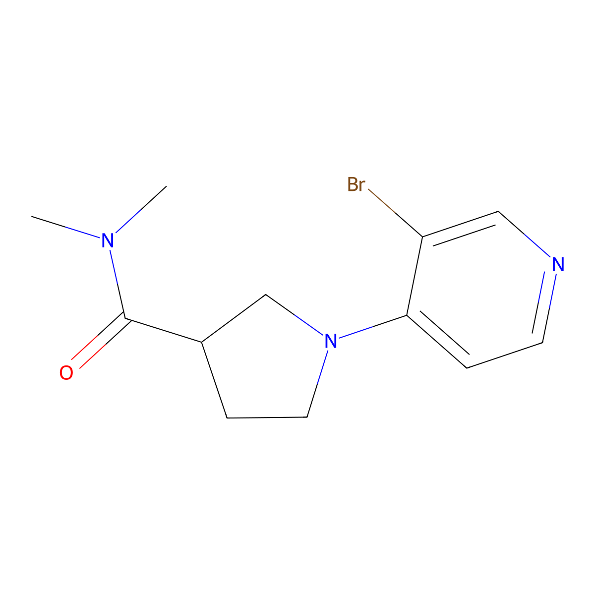 1-(3-bromopyridin-4-yl)-N,N-dimethylpyrrolidine-3-carboxamide molecular structure, CAS 3030821-81-6