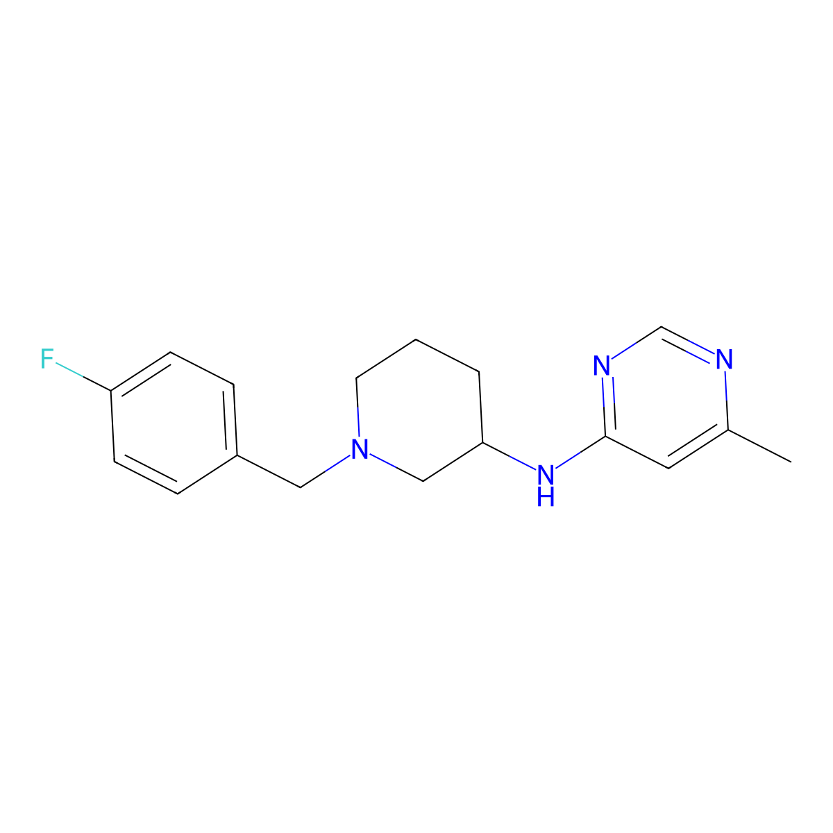 N-{1-[(4-fluorophenyl)methyl]piperidin-3-yl}-6-methylpyrimidin-4-amine molecular structure, CAS 3030822-04-6