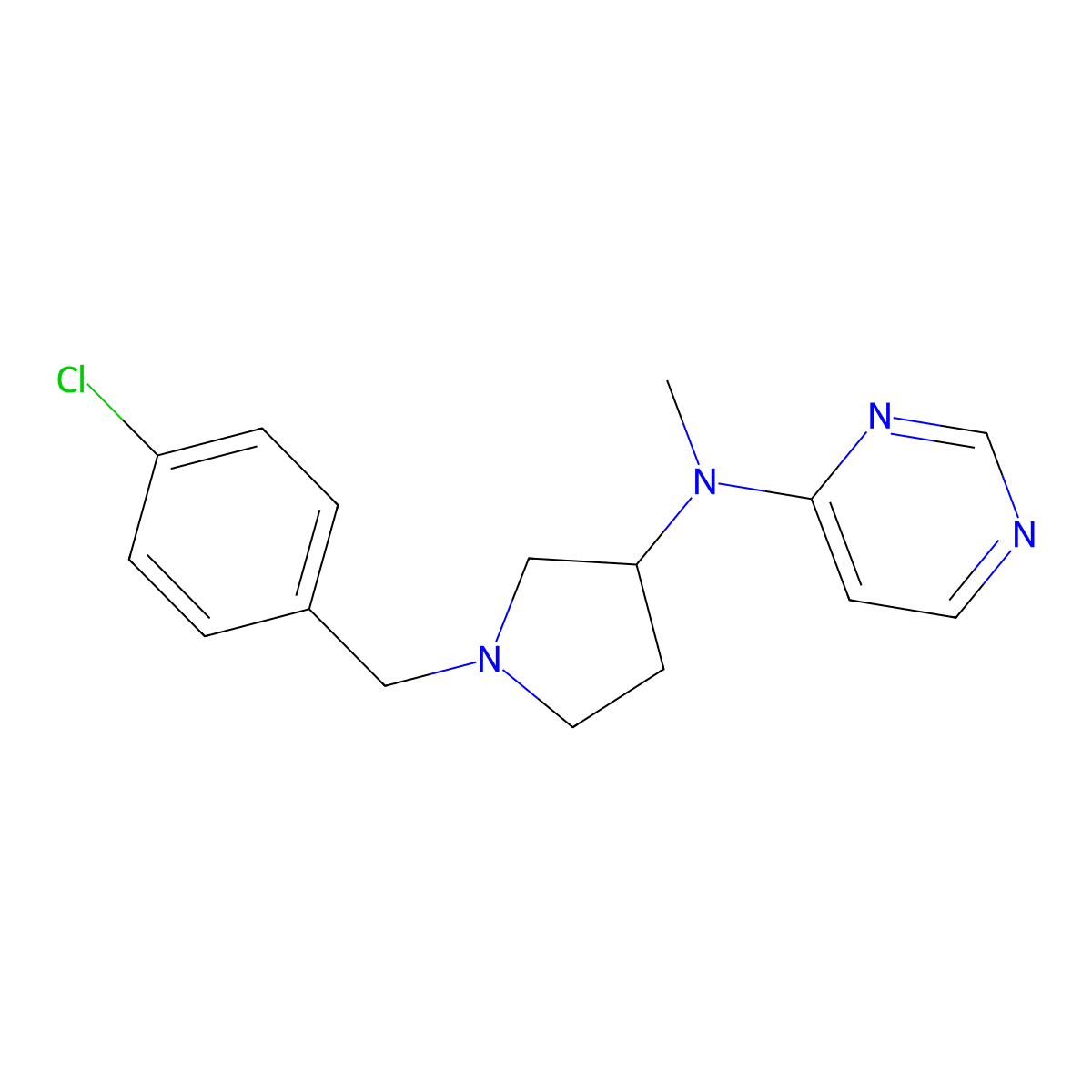 N-{1-[(4-chlorophenyl)methyl]pyrrolidin-3-yl}-N-methylpyrimidin-4-amine molecular structure, CAS 3030822-15-9