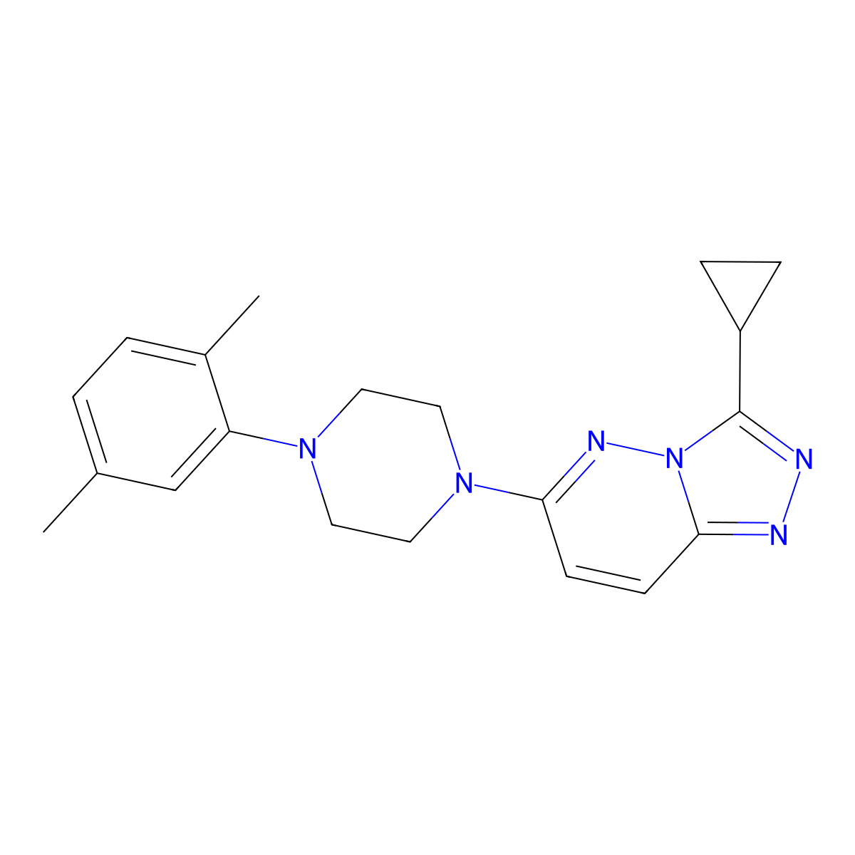 1-{3-Cyclopropyl-[1,2,4]triazolo[4,3-b]pyridazin-6-yl}-4-(2,5-dimethylphenyl)piperazine molecular structure, CAS 3030822-19-3