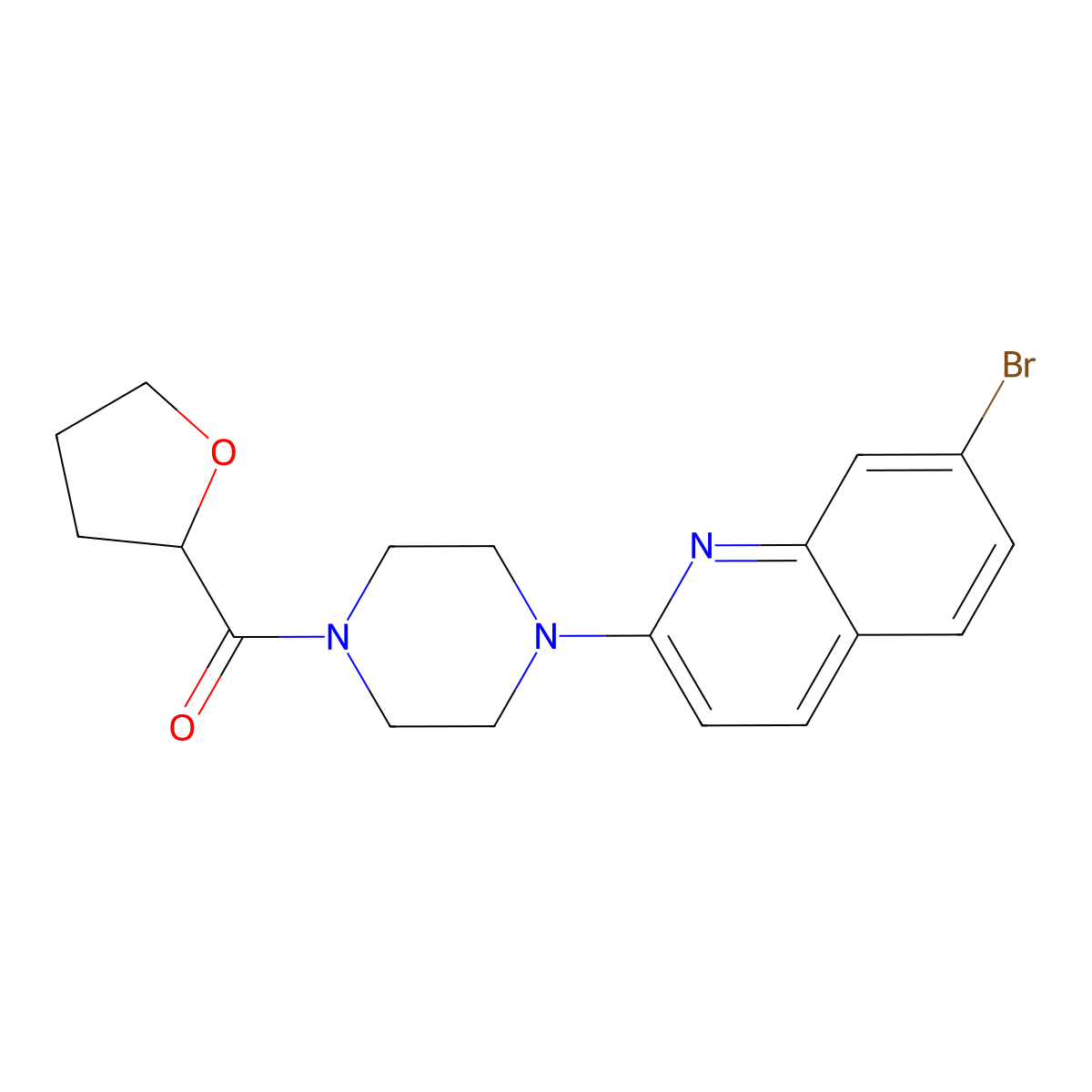 7-Bromo-2-[4-(oxolane-2-carbonyl)piperazin-1-yl]quinoline molecular structure, CAS 3030822-26-2