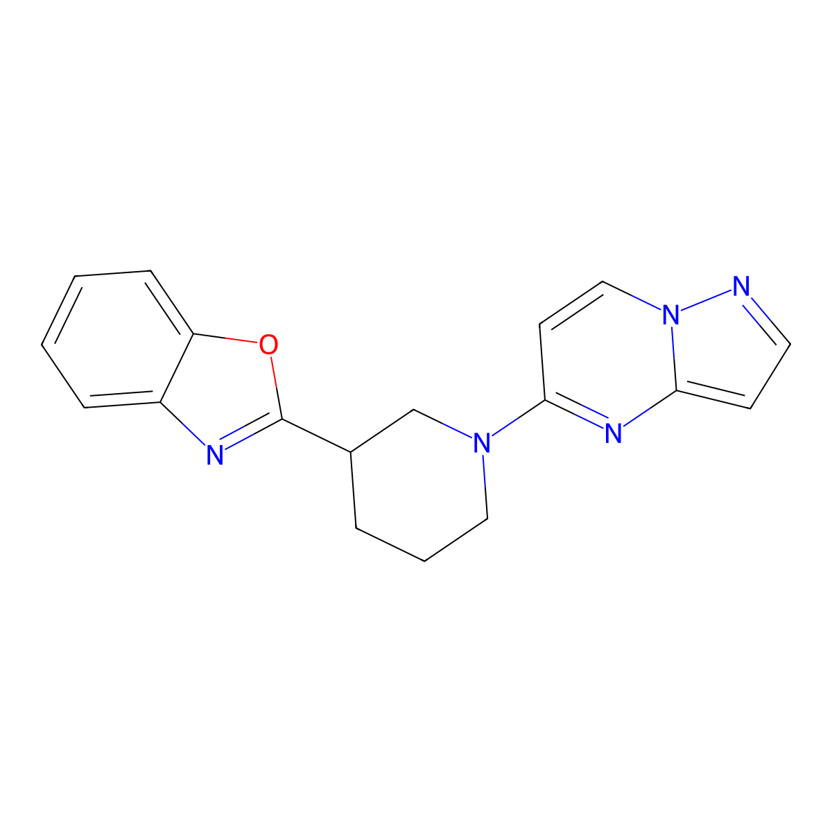 2-(1-{Pyrazolo[1,5-a]pyrimidin-5-yl}piperidin-3-yl)-1,3-benzoxazole molecular structure, CAS 3030822-36-4