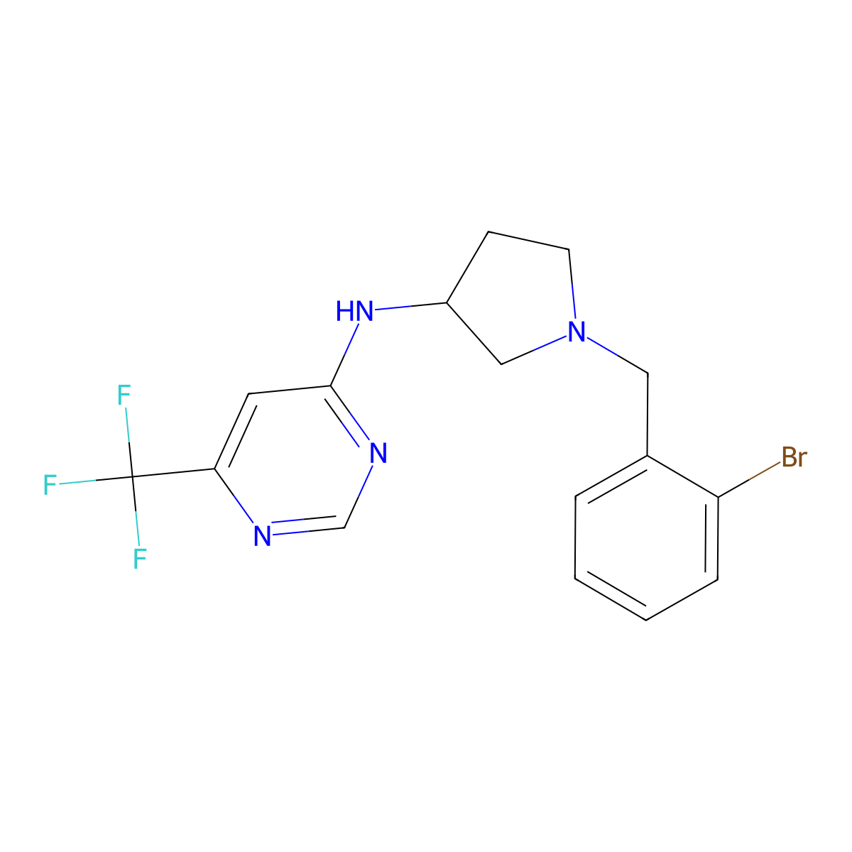 N-{1-[(2-bromophenyl)methyl]pyrrolidin-3-yl}-6-(trifluoromethyl)pyrimidin-4-amine molecular structure, CAS 3030822-37-5