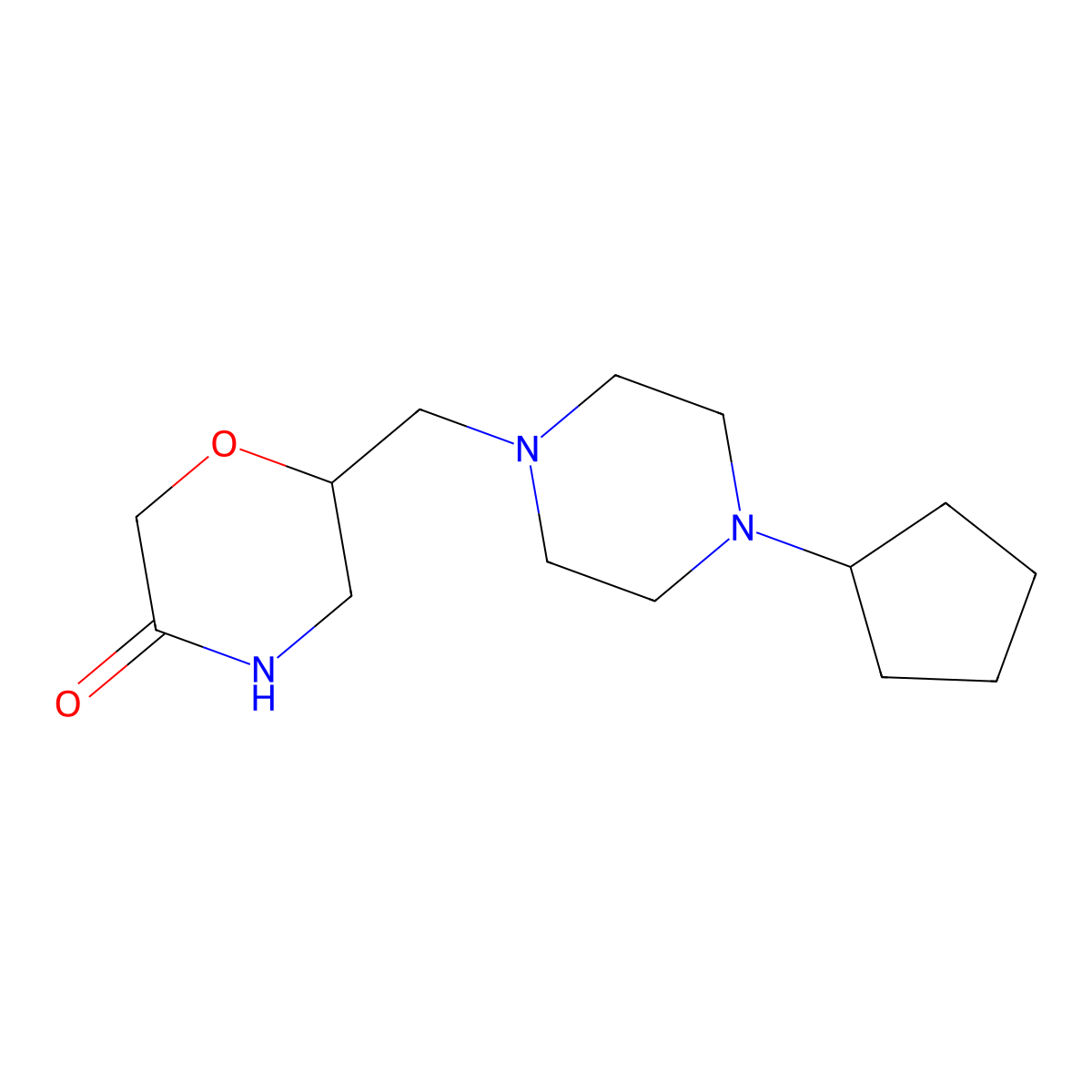 6-[(4-Cyclopentylpiperazin-1-yl)methyl]morpholin-3-one molecular structure, CAS 3030822-43-3