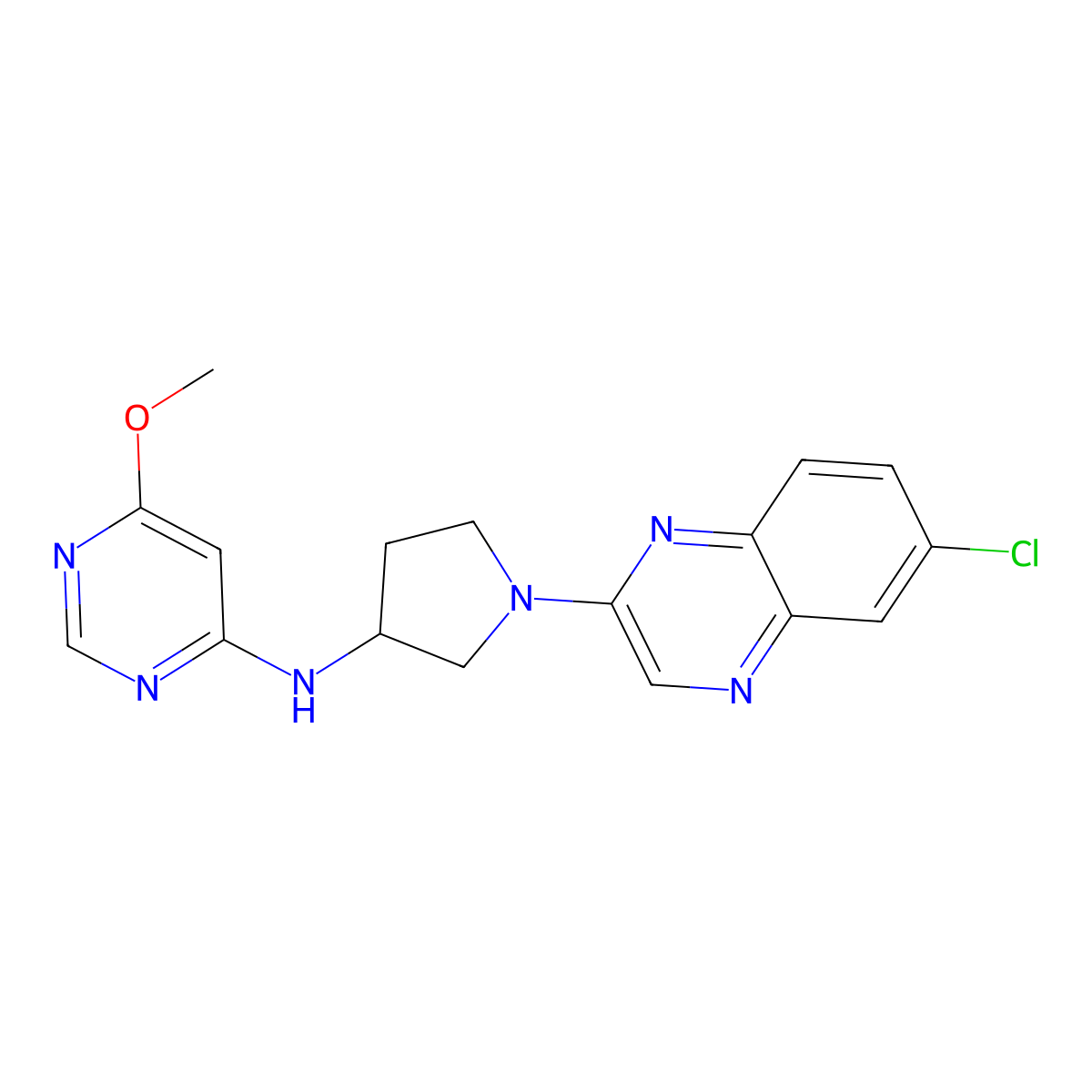 N-[1-(6-chloroquinoxalin-2-yl)pyrrolidin-3-yl]-6-methoxypyrimidin-4-amine molecular structure, CAS 3030822-48-8