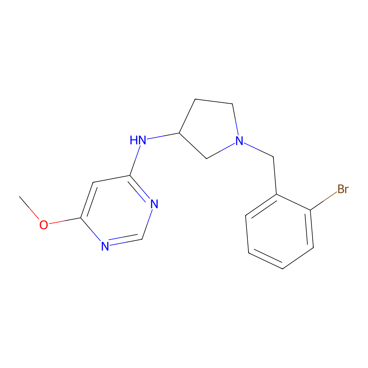 N-{1-[(2-bromophenyl)methyl]pyrrolidin-3-yl}-6-methoxypyrimidin-4-amine molecular structure, CAS 3030822-53-5