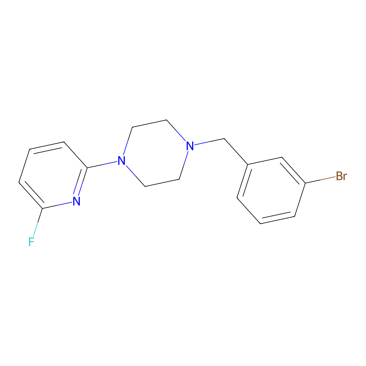 1-[(3-Bromophenyl)methyl]-4-(6-fluoropyridin-2-yl)piperazine molecular structure, CAS 3030822-54-6