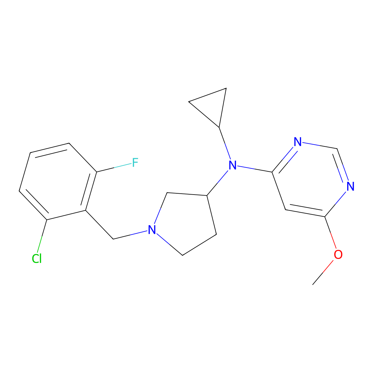 N-{1-[(2-chloro-6-fluorophenyl)methyl]pyrrolidin-3-yl}-N-cyclopropyl-6-methoxypyrimidin-4-amine molecular structure, CAS 3030822-58-0