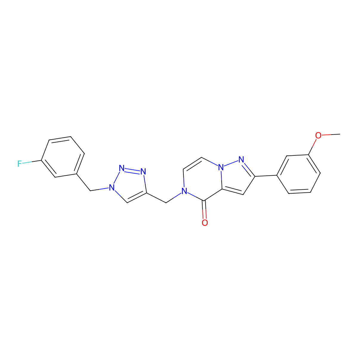 5-({1-[(3-fluorophenyl)methyl]-1H-1,2,3-triazol-4-yl}methyl)-2-(3-methoxyphenyl)-4H,5H-pyrazolo[1,5-a]pyrazin-4-one molecular structure, CAS 3030822-60-4