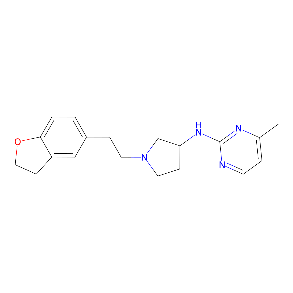N-{1-[2-(2,3-dihydro-1-benzofuran-5-yl)ethyl]pyrrolidin-3-yl}-4-methylpyrimidin-2-amine molecular structure, CAS 3030822-61-5