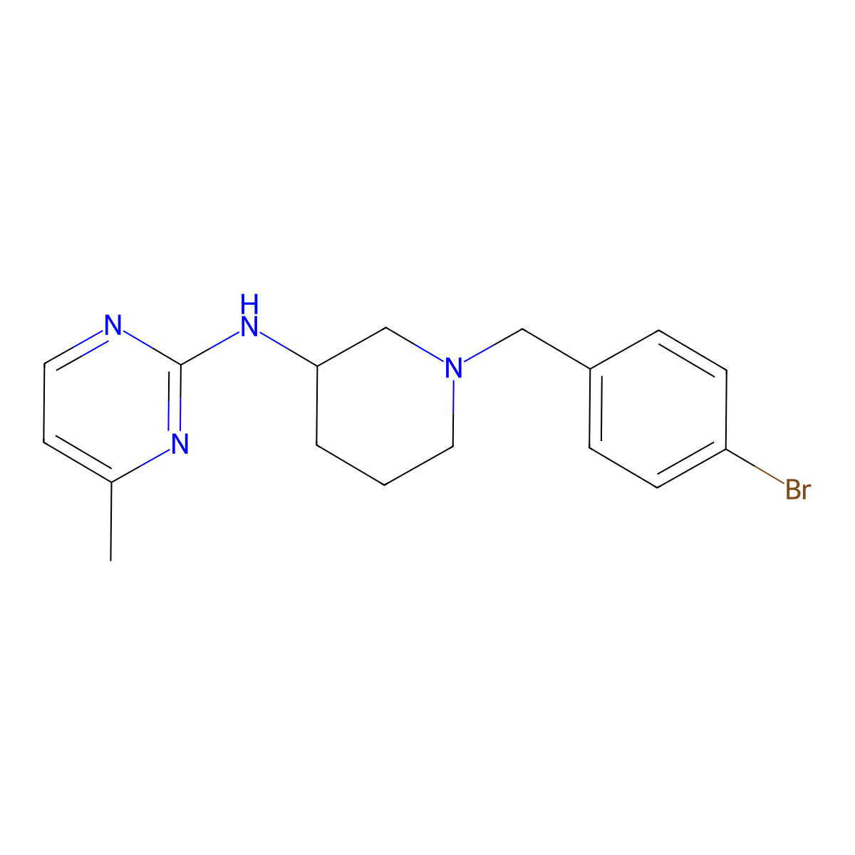 N-[1-[(4-bromophenyl)methyl]piperidin-3-yl]-4-methylpyrimidin-2-amine molecular structure, CAS 3030822-70-6