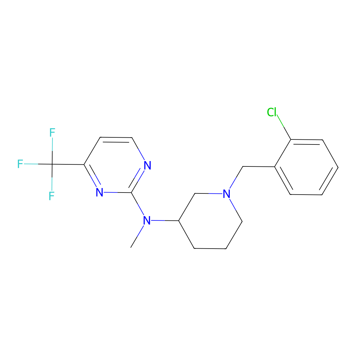 N-{1-[(2-chlorophenyl)methyl]piperidin-3-yl}-N-methyl-4-(trifluoromethyl)pyrimidin-2-amine molecular structure, CAS 3030822-74-0
