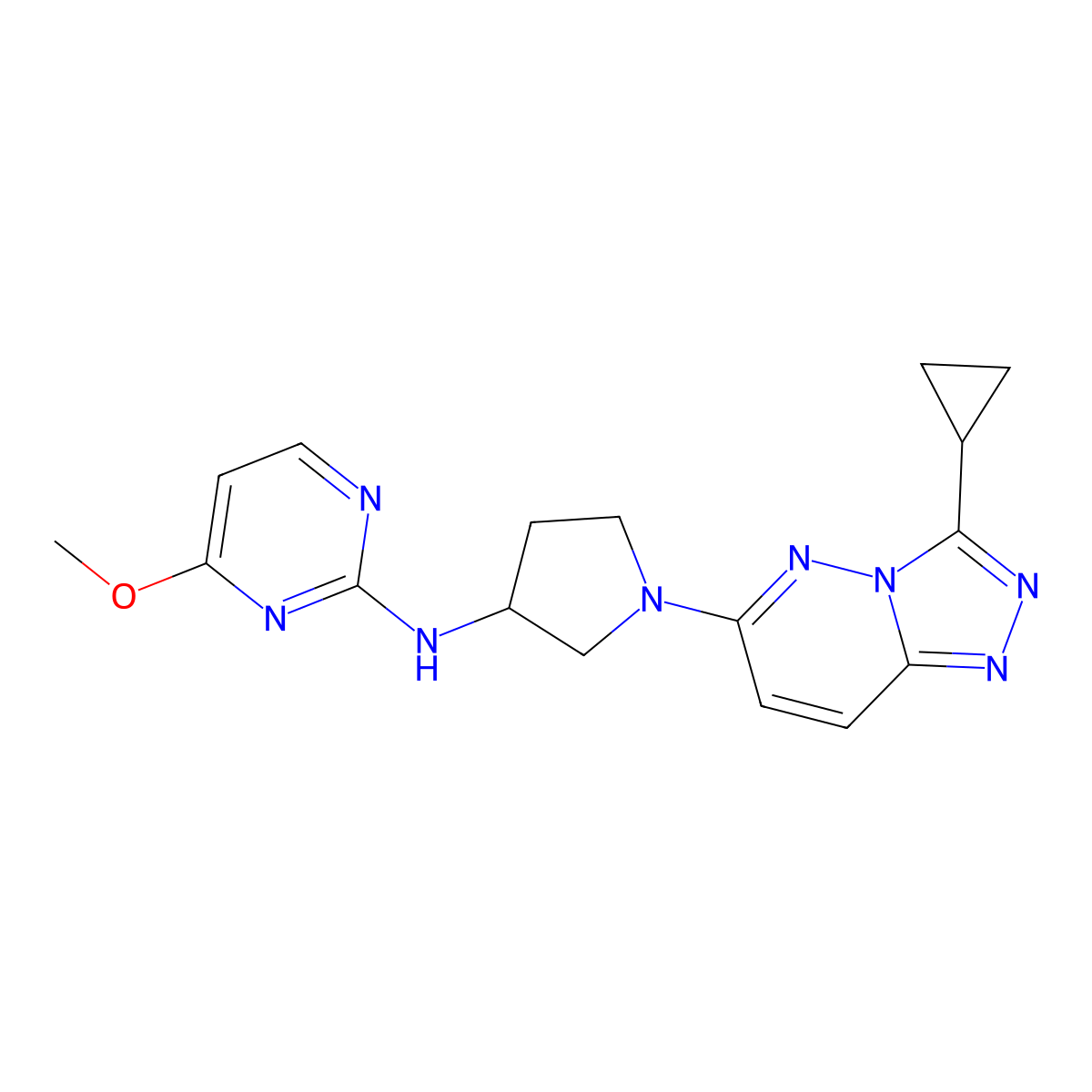 N-(1-{3-cyclopropyl-[1,2,4]triazolo[4,3-b]pyridazin-6-yl}pyrrolidin-3-yl)-4-methoxypyrimidin-2-amine molecular structure, CAS 3030822-78-4