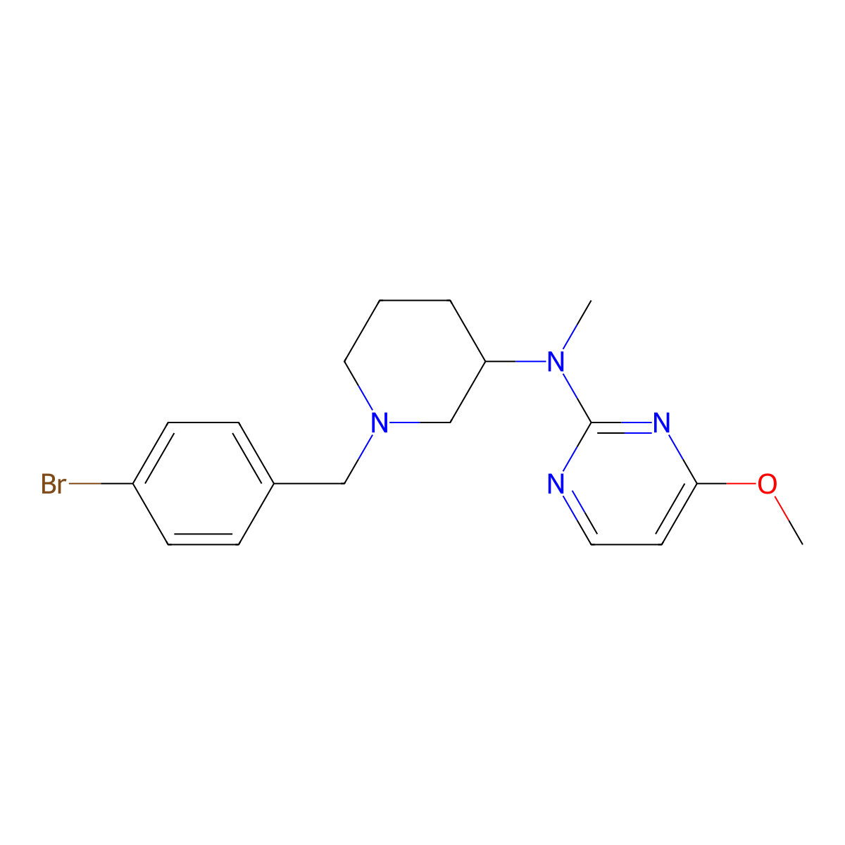 N-{1-[(4-bromophenyl)methyl]piperidin-3-yl}-4-methoxy-N-methylpyrimidin-2-amine molecular structure, CAS 3030822-88-6