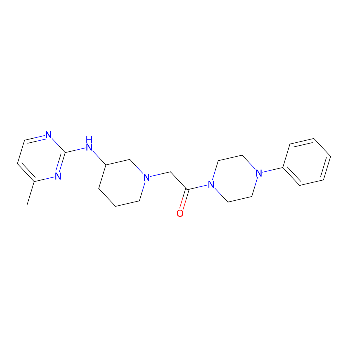 2-{3-[(4-Methylpyrimidin-2-yl)amino]piperidin-1-yl}-1-(4-phenylpiperazin-1-yl)ethan-1-one molecular structure, CAS 3030822-89-7