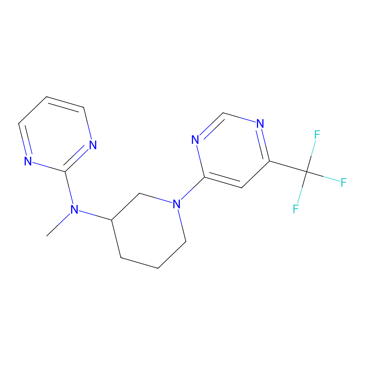 N-methyl-N-{1-[6-(trifluoromethyl)pyrimidin-4-yl]piperidin-3-yl}pyrimidin-2-amine molecular structure, CAS 3030822-99-9