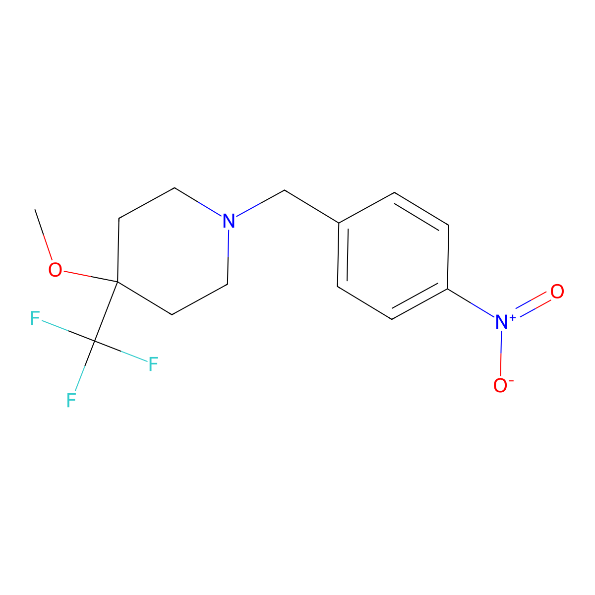 4-Methoxy-1-[(4-nitrophenyl)methyl]-4-(trifluoromethyl)piperidine molecular structure, CAS 3030823-08-3