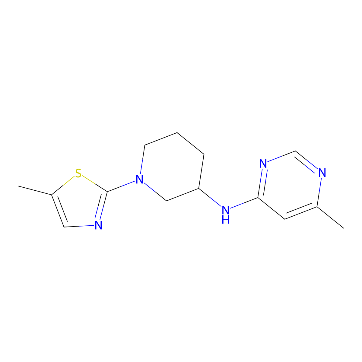 6-methyl-N-[1-(5-methyl-1,3-thiazol-2-yl)piperidin-3-yl]pyrimidin-4-amine molecular structure, CAS 3030823-14-1