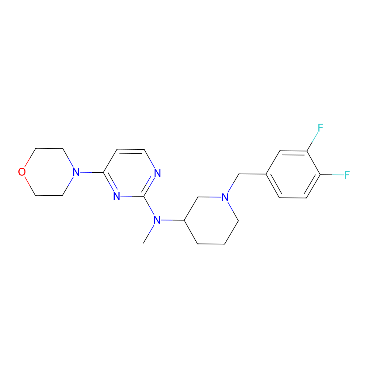 N-{1-[(3,4-difluorophenyl)methyl]piperidin-3-yl}-N-methyl-4-(morpholin-4-yl)pyrimidin-2-amine molecular structure, CAS 3030823-17-4