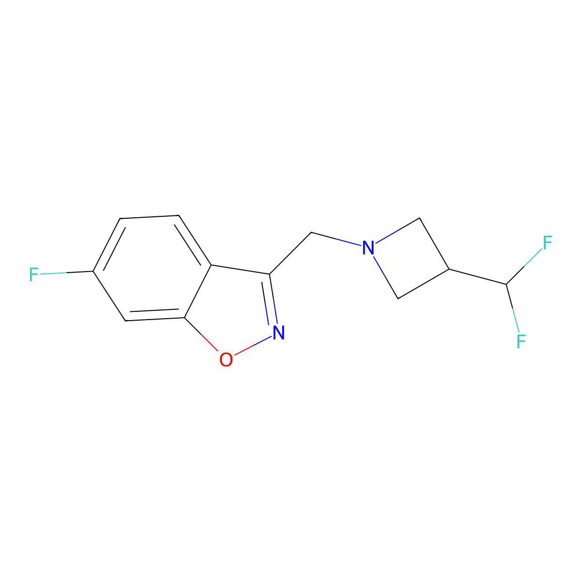 3-{[3-(Difluoromethyl)azetidin-1-yl]methyl}-6-fluoro-1,2-benzoxazole molecular structure, CAS 3030823-19-6