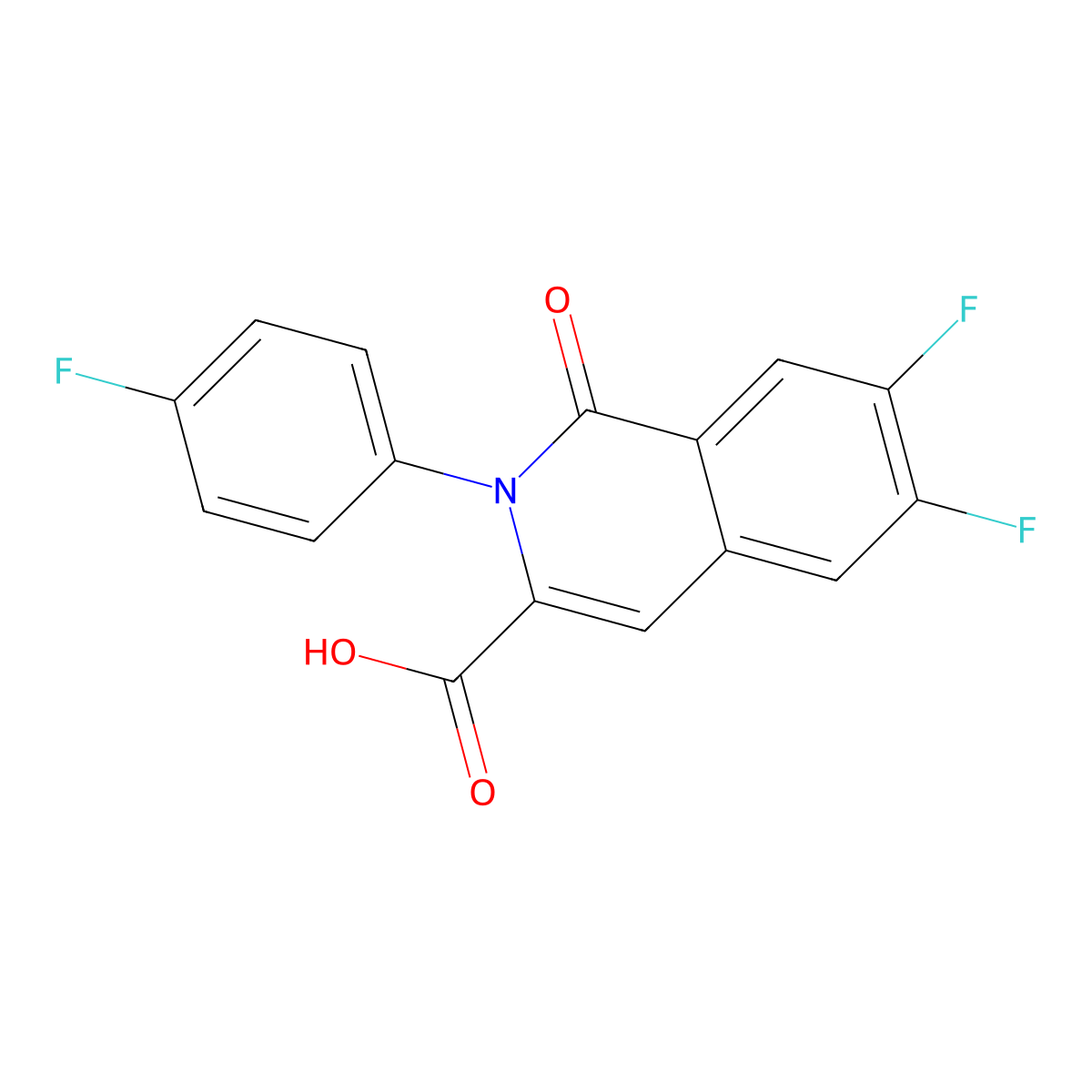 6,7-Difluoro-2-(4-fluorophenyl)-1-oxo-1,2-dihydroisoquinoline-3-carboxylic acid molecular structure, CAS 3030823-29-8