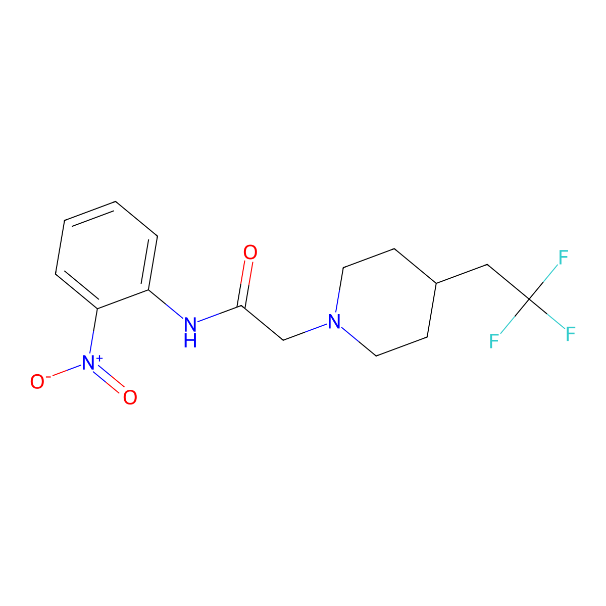 N-(2-nitrophenyl)-2-[4-(2,2,2-trifluoroethyl)piperidin-1-yl]acetamide molecular structure, CAS 3030823-31-2