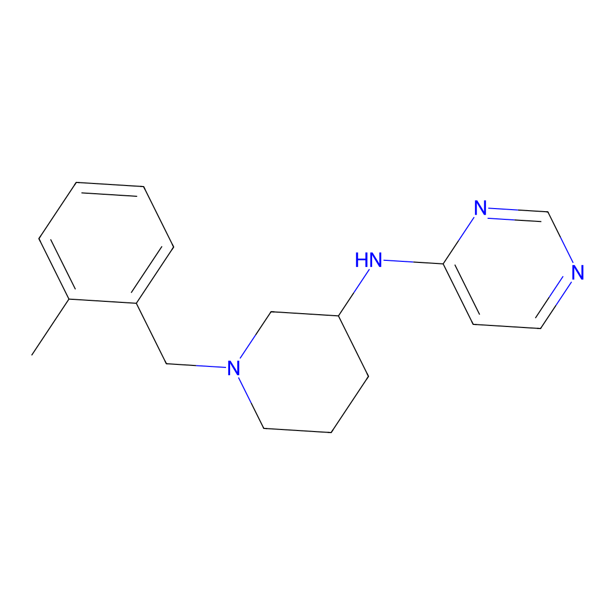 N-{1-[(2-methylphenyl)methyl]piperidin-3-yl}pyrimidin-4-amine molecular structure, CAS 3030823-32-3