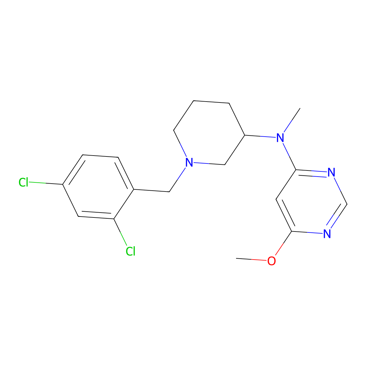 N-{1-[(2,4-dichlorophenyl)methyl]piperidin-3-yl}-6-methoxy-N-methylpyrimidin-4-amine molecular structure, CAS 3030823-42-5