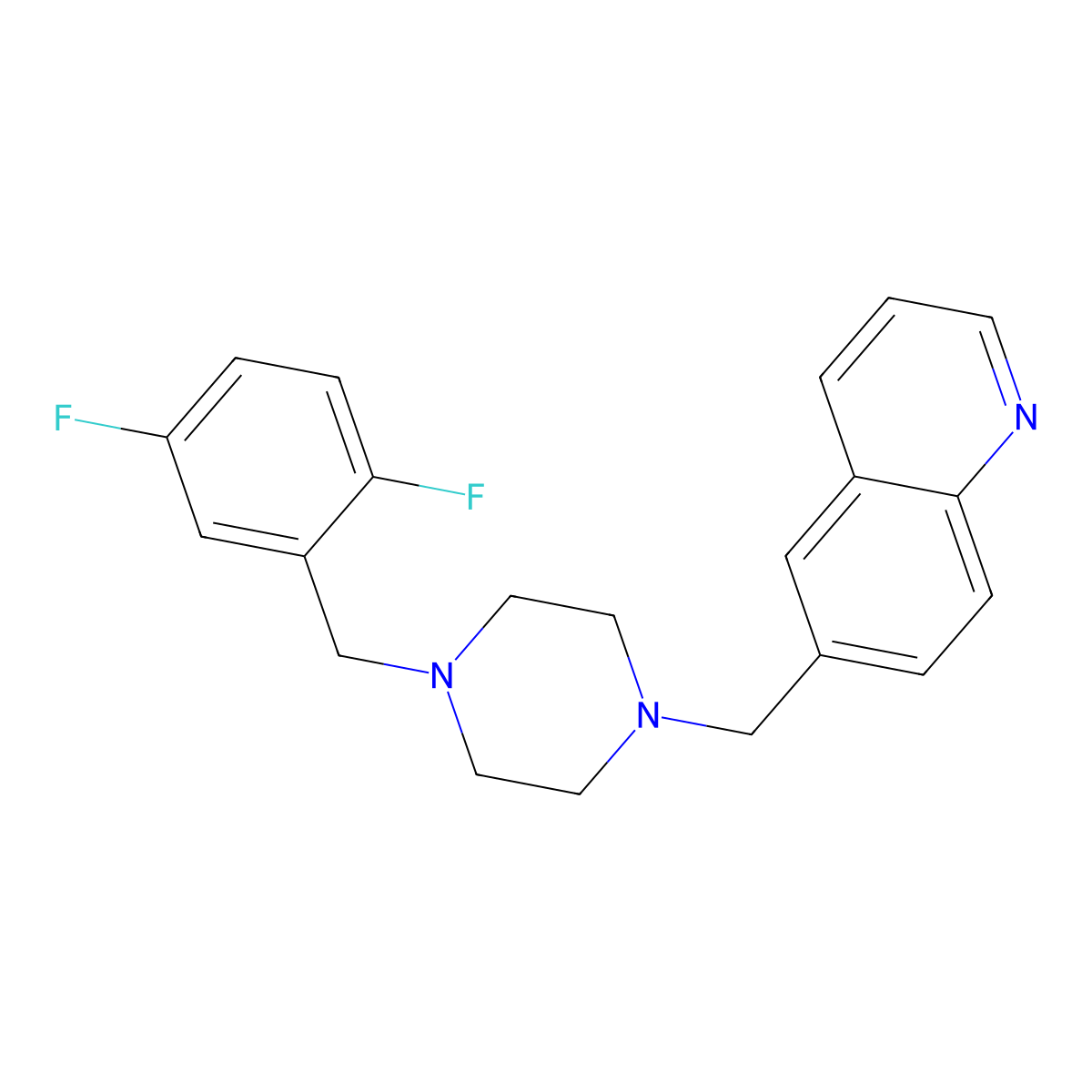6-({4-[(2,5-Difluorophenyl)methyl]piperazin-1-yl}methyl)quinoline molecular structure, CAS 3030823-43-6