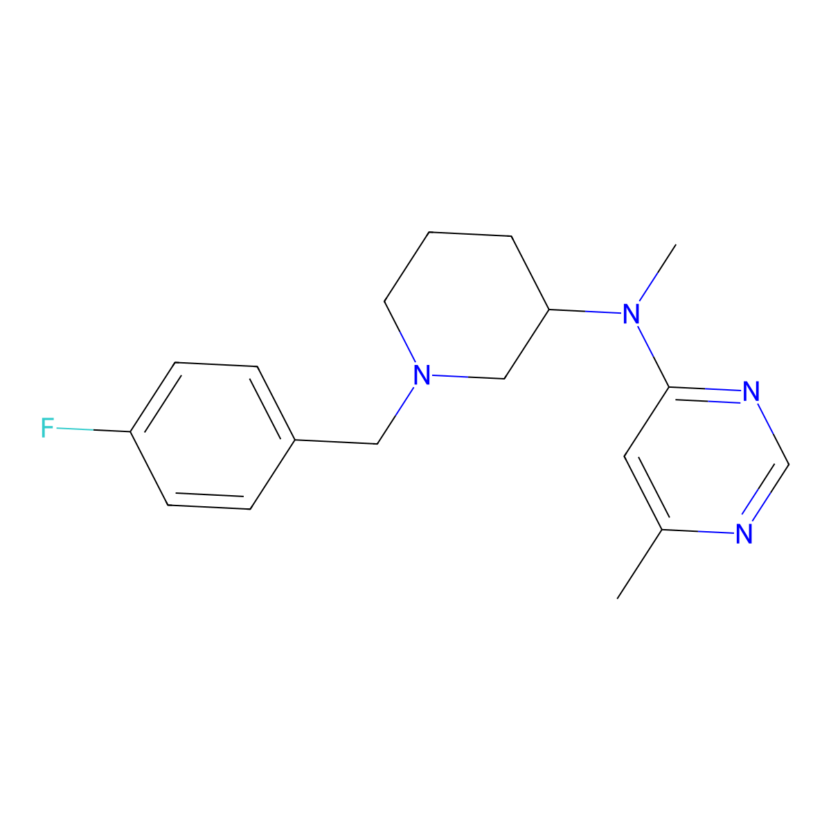 N-{1-[(4-fluorophenyl)methyl]piperidin-3-yl}-N,6-dimethylpyrimidin-4-amine molecular structure, CAS 3030823-44-7