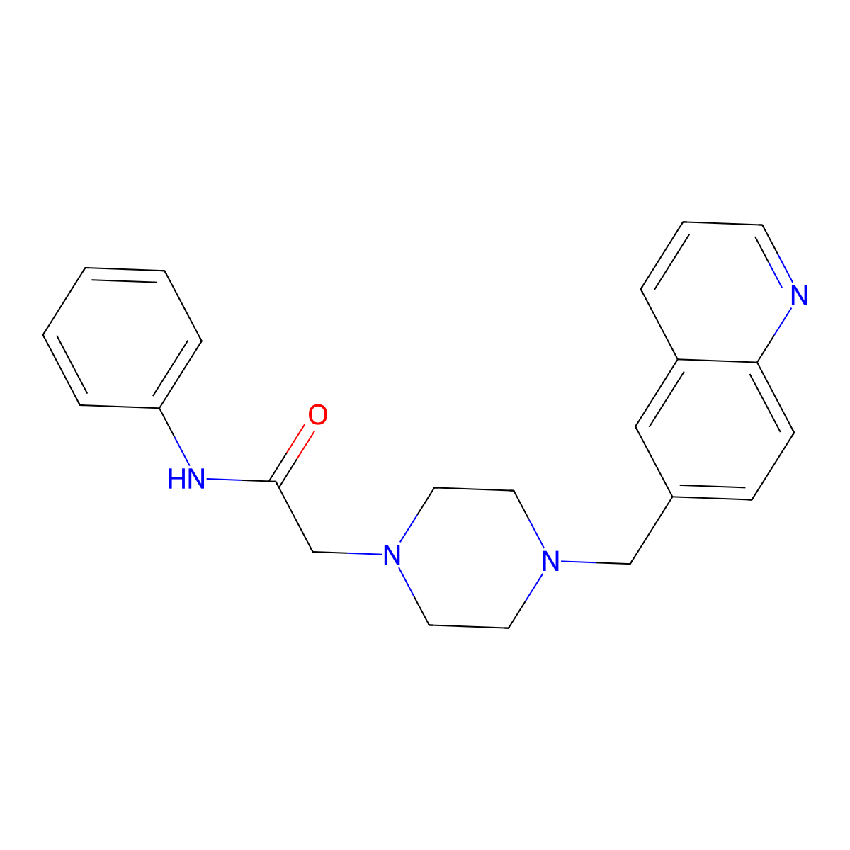 N-phenyl-2-{4-[(quinolin-6-yl)methyl]piperazin-1-yl}acetamide molecular structure, CAS 3030823-48-1