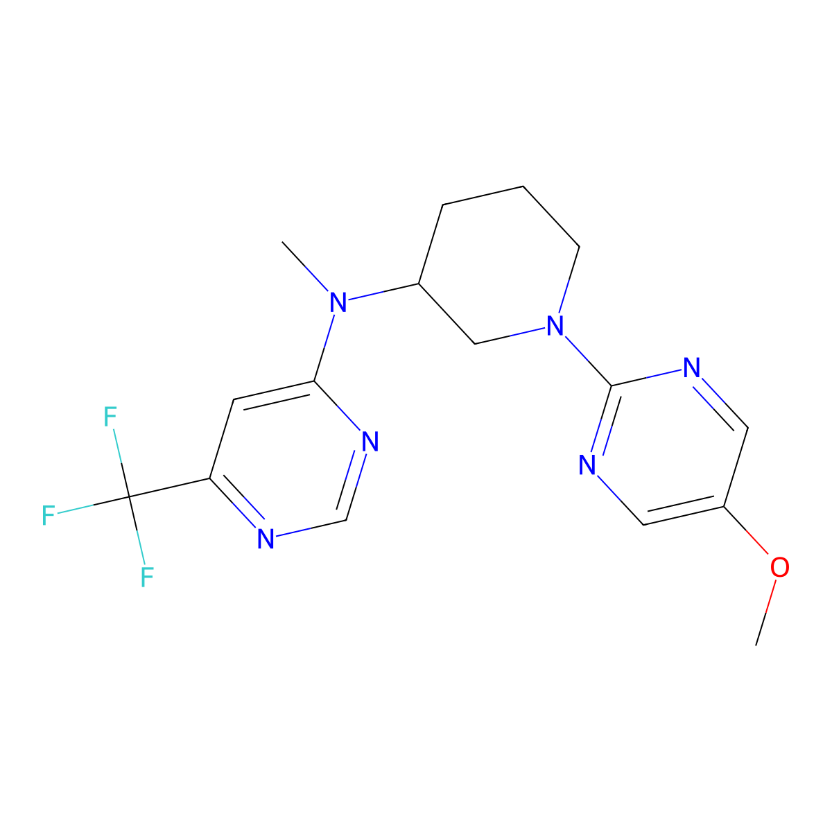 N-[1-(5-methoxypyrimidin-2-yl)piperidin-3-yl]-N-methyl-6-(trifluoromethyl)pyrimidin-4-amine molecular structure, CAS 3030823-49-2