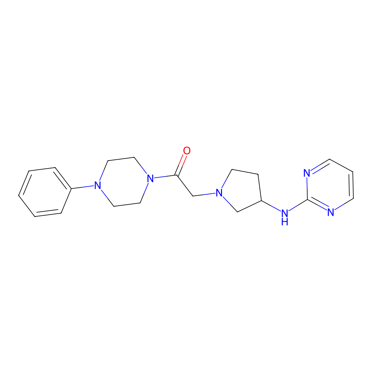 1-(4-Phenylpiperazin-1-yl)-2-{3-[(pyrimidin-2-yl)amino]pyrrolidin-1-yl}ethan-1-one molecular structure, CAS 3030823-59-4