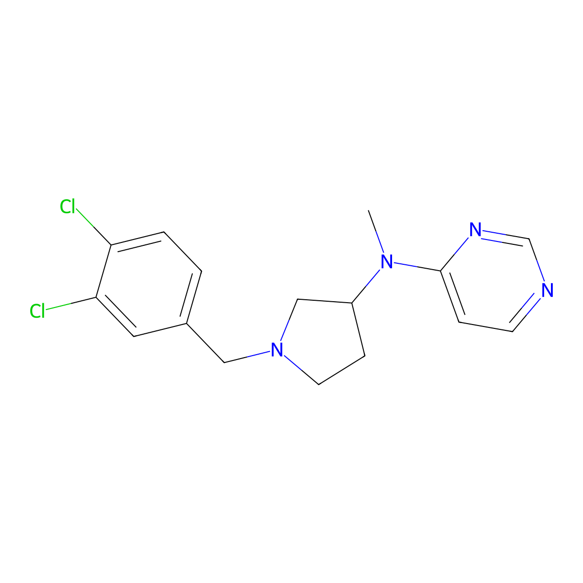 N-{1-[(3,4-dichlorophenyl)methyl]pyrrolidin-3-yl}-N-methylpyrimidin-4-amine molecular structure, CAS 3030823-65-2