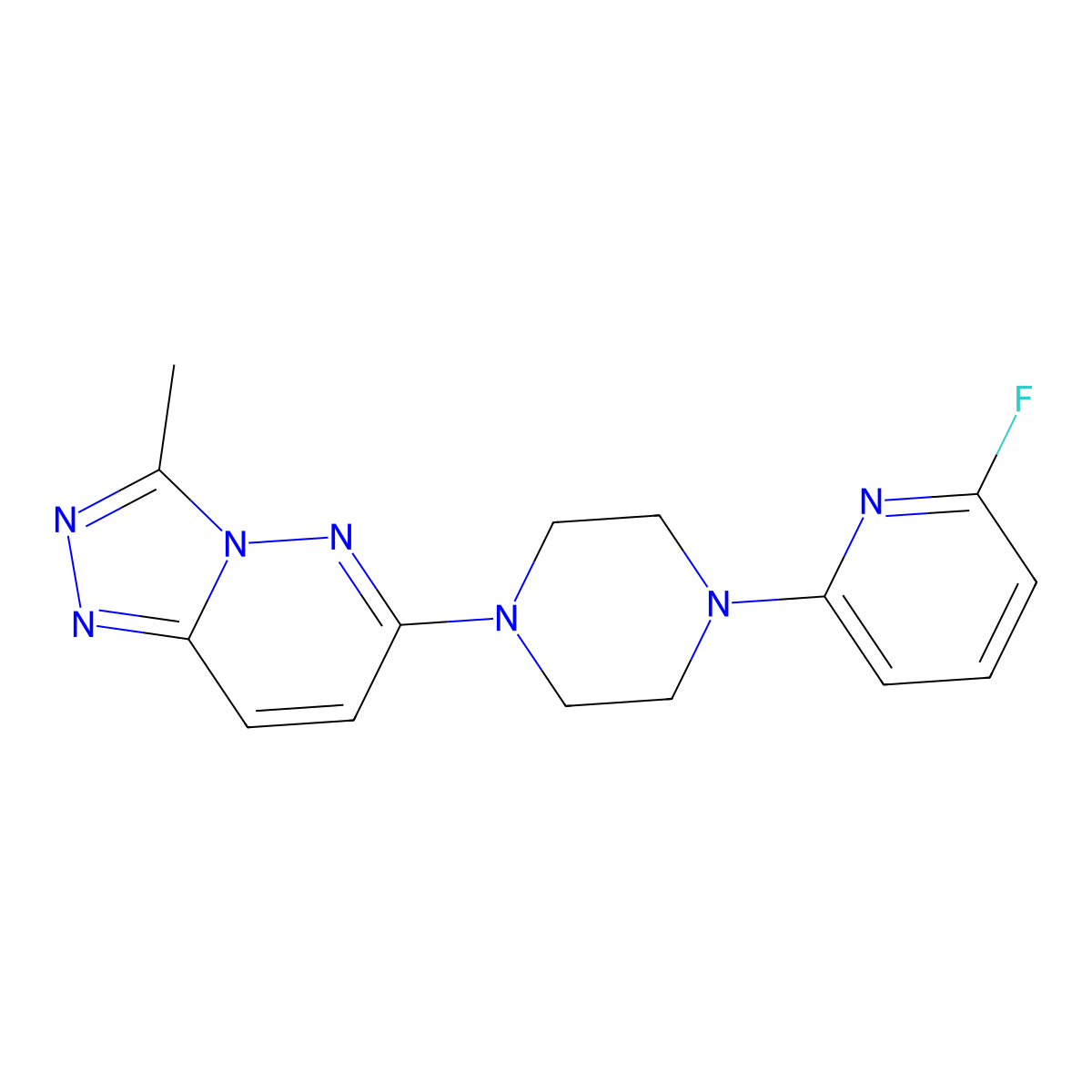 1-(6-Fluoropyridin-2-yl)-4-{3-methyl-[1,2,4]triazolo[4,3-b]pyridazin-6-yl}piperazine molecular structure, CAS 3030823-68-5