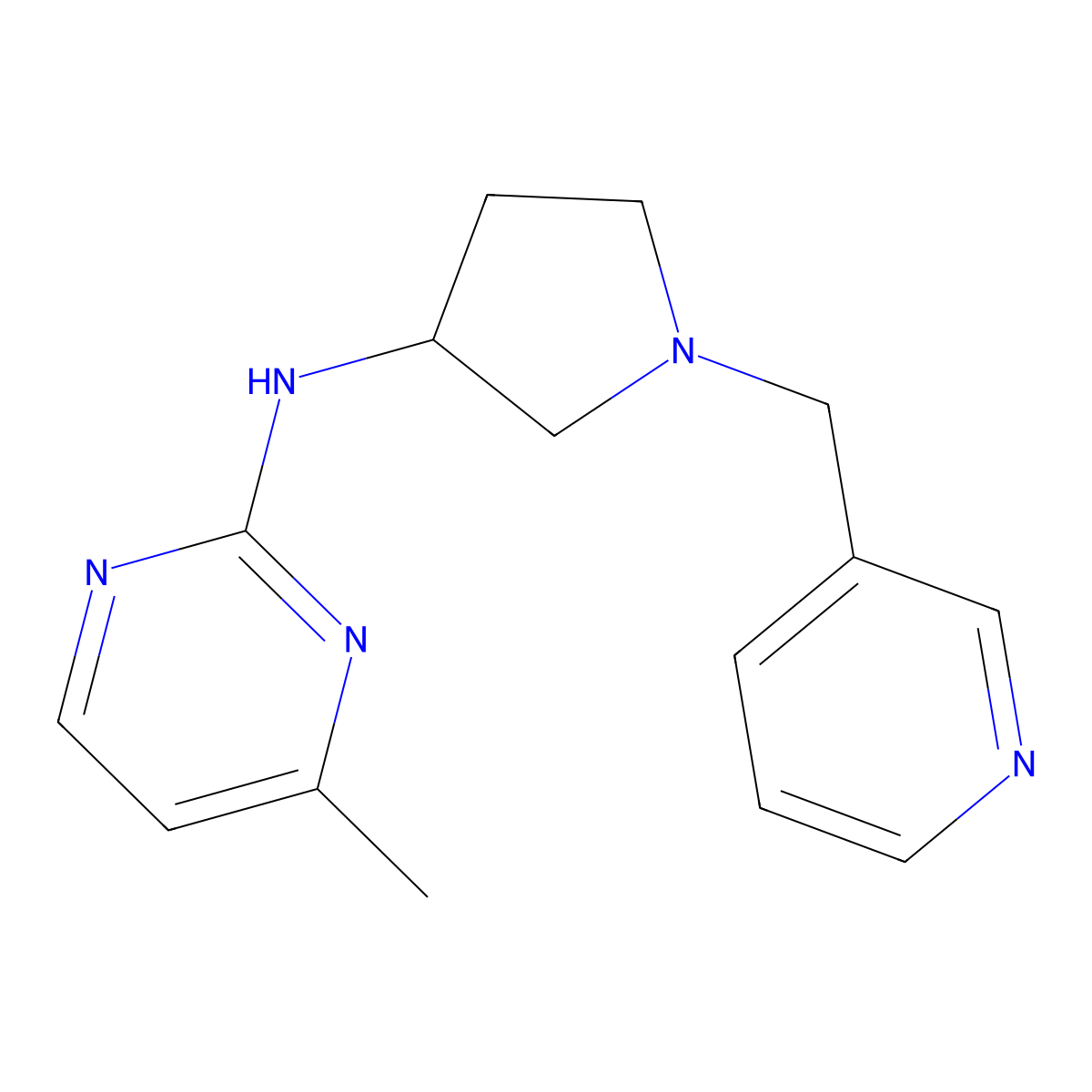 4-methyl-N-{1-[(pyridin-3-yl)methyl]pyrrolidin-3-yl}pyrimidin-2-amine molecular structure, CAS 3030823-70-9