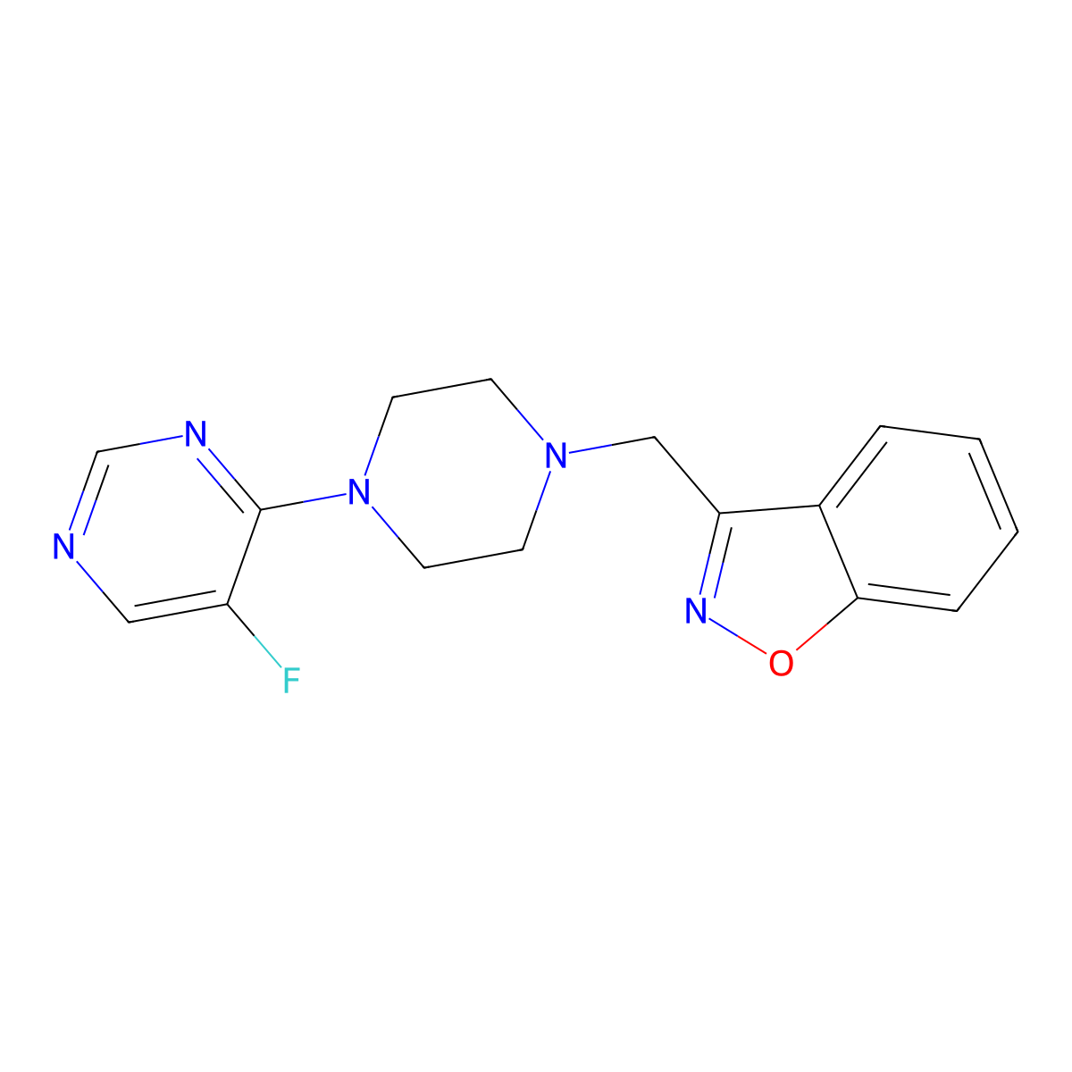 3-{[4-(5-Fluoropyrimidin-4-yl)piperazin-1-yl]methyl}-1,2-benzoxazole molecular structure, CAS 3030823-71-0