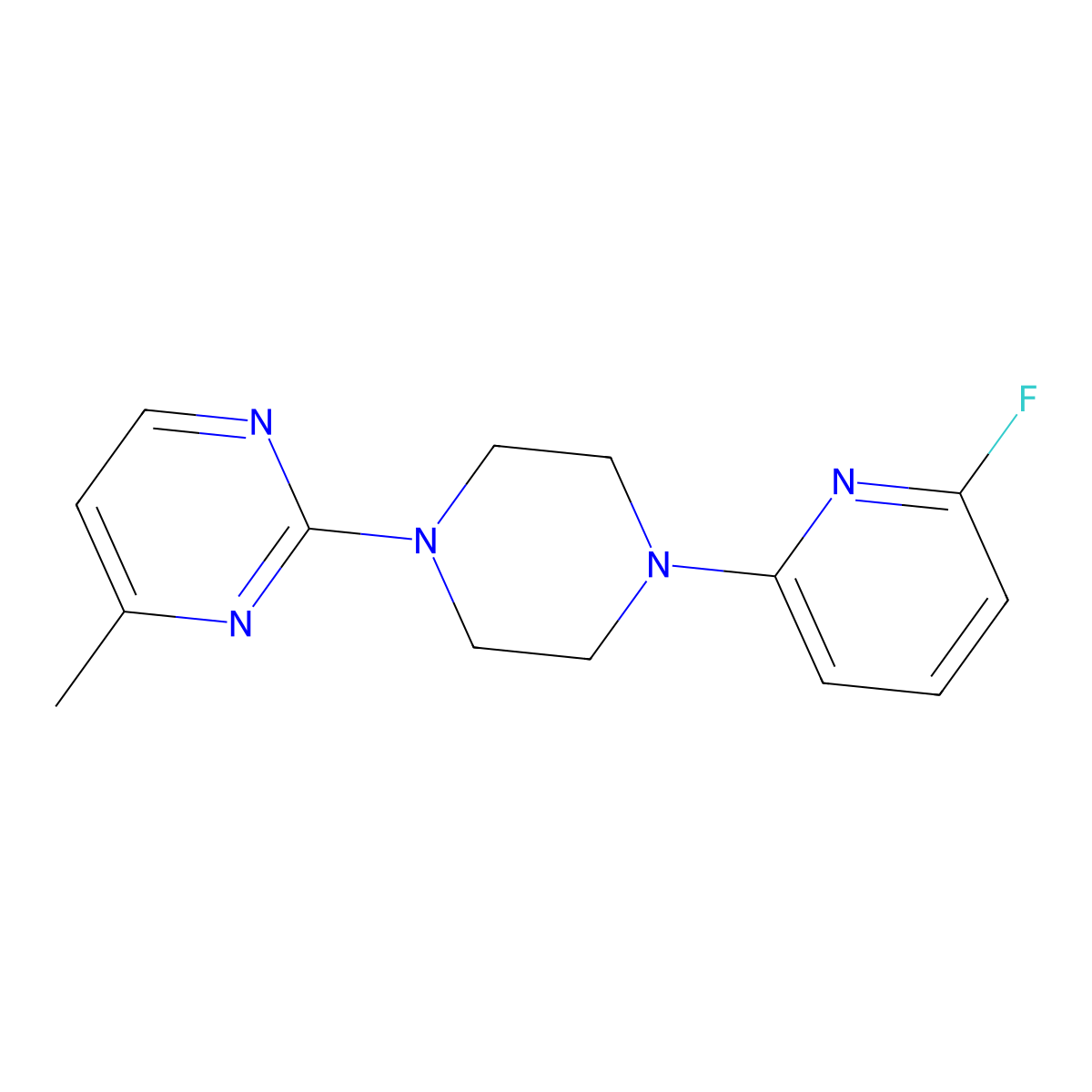 2-[4-(6-Fluoropyridin-2-yl)piperazin-1-yl]-4-methylpyrimidine molecular structure, CAS 3030823-74-3