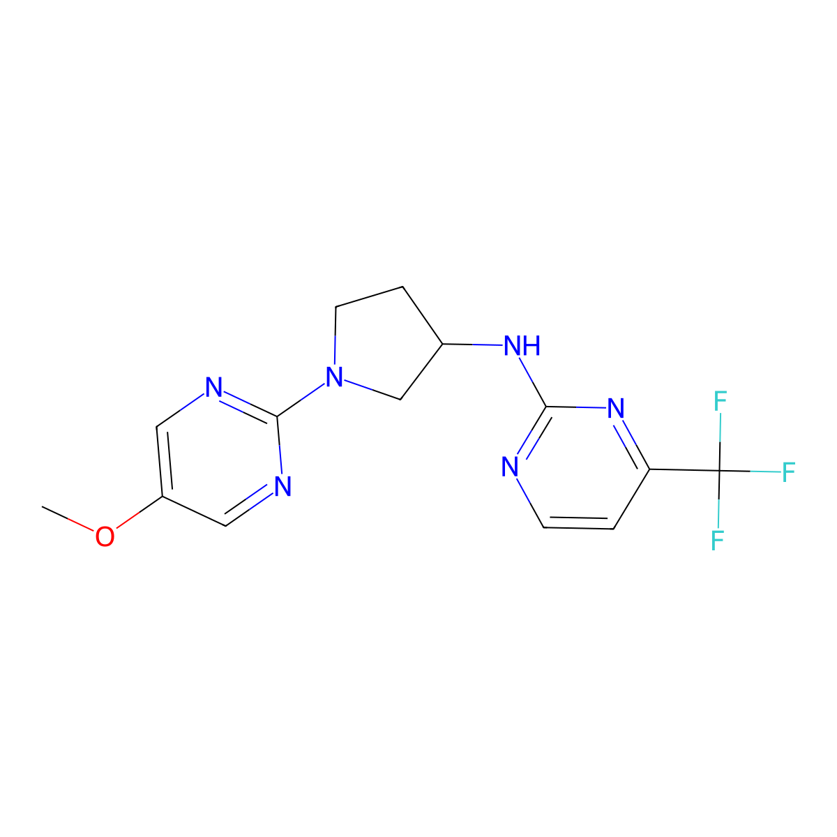 N-[1-(5-methoxypyrimidin-2-yl)pyrrolidin-3-yl]-4-(trifluoromethyl)pyrimidin-2-amine molecular structure, CAS 3030823-81-2
