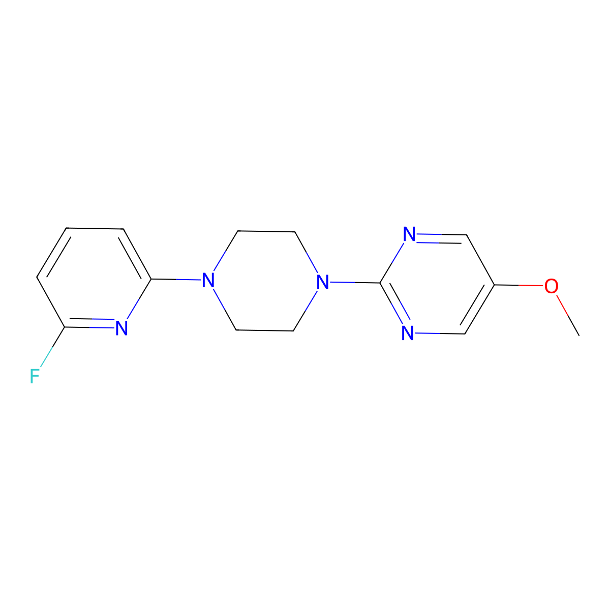 2-[4-(6-Fluoropyridin-2-yl)piperazin-1-yl]-5-methoxypyrimidine molecular structure, CAS 3030824-01-9