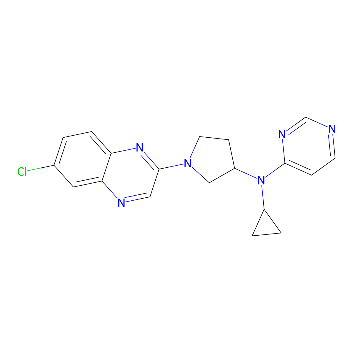 N-[1-(6-chloroquinoxalin-2-yl)pyrrolidin-3-yl]-N-cyclopropylpyrimidin-4-amine molecular structure, CAS 3030824-09-7
