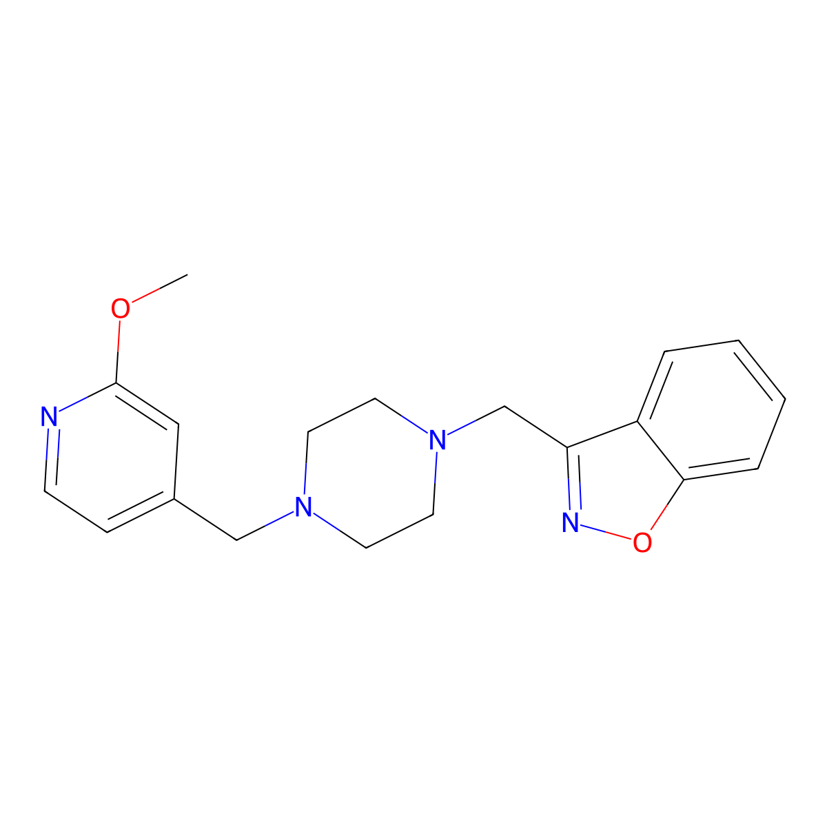 3-({4-[(2-Methoxypyridin-4-yl)methyl]piperazin-1-yl}methyl)-1,2-benzoxazole molecular structure, CAS 3030824-10-0